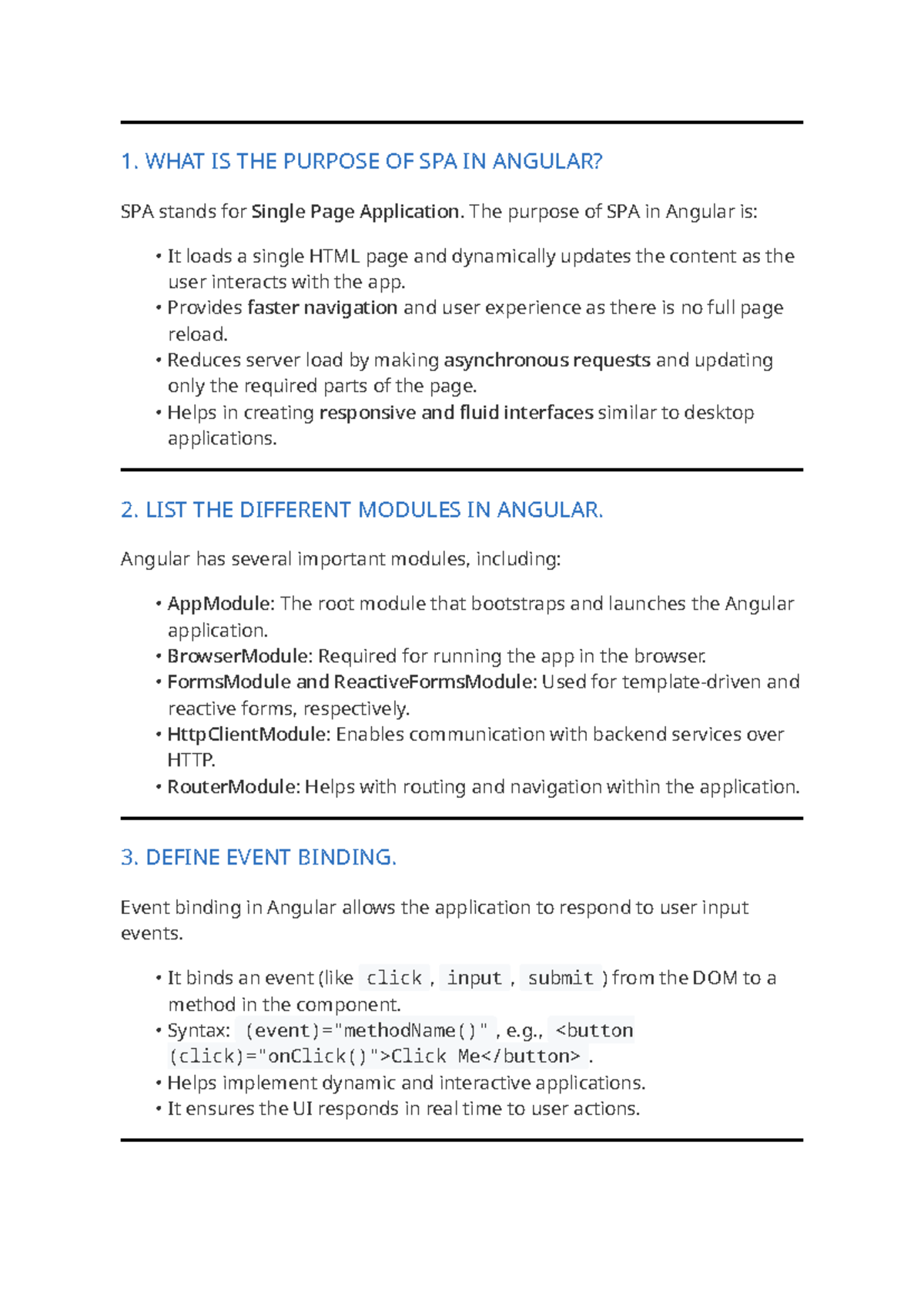 Angular Concepts and Backend Communication: A Comprehensive Guide - Studocu