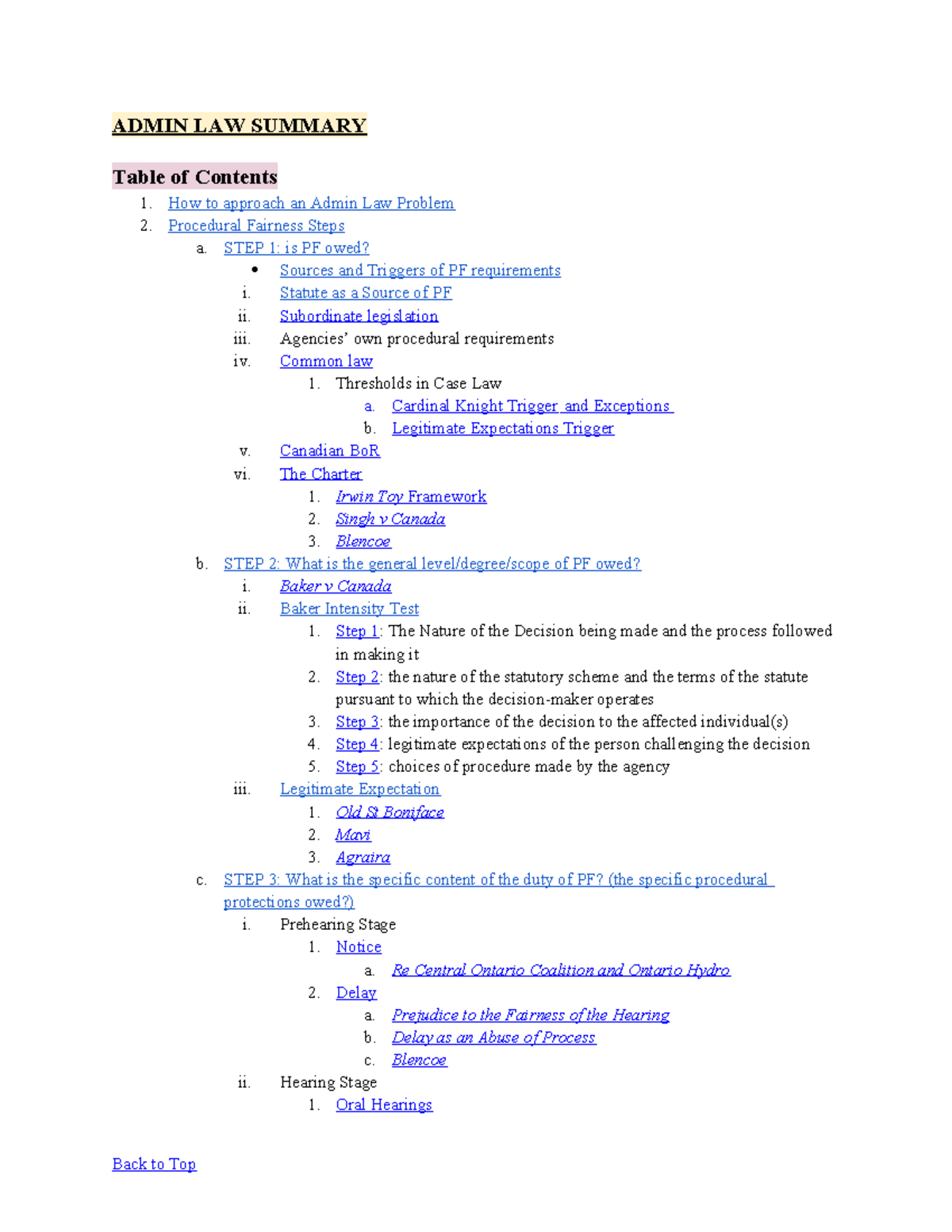 Admin Law Procedures & Fairness: Key Concepts & Case Summaries - Studocu