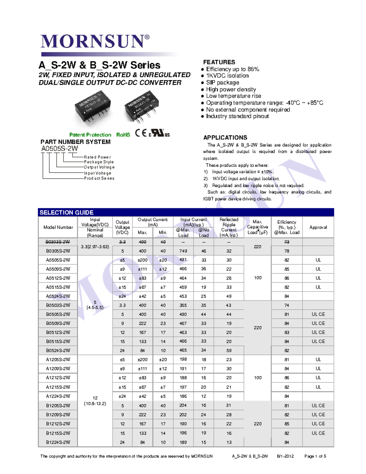 B0305S-2W Isolated Unregulated Output Converter Overview - Studocu