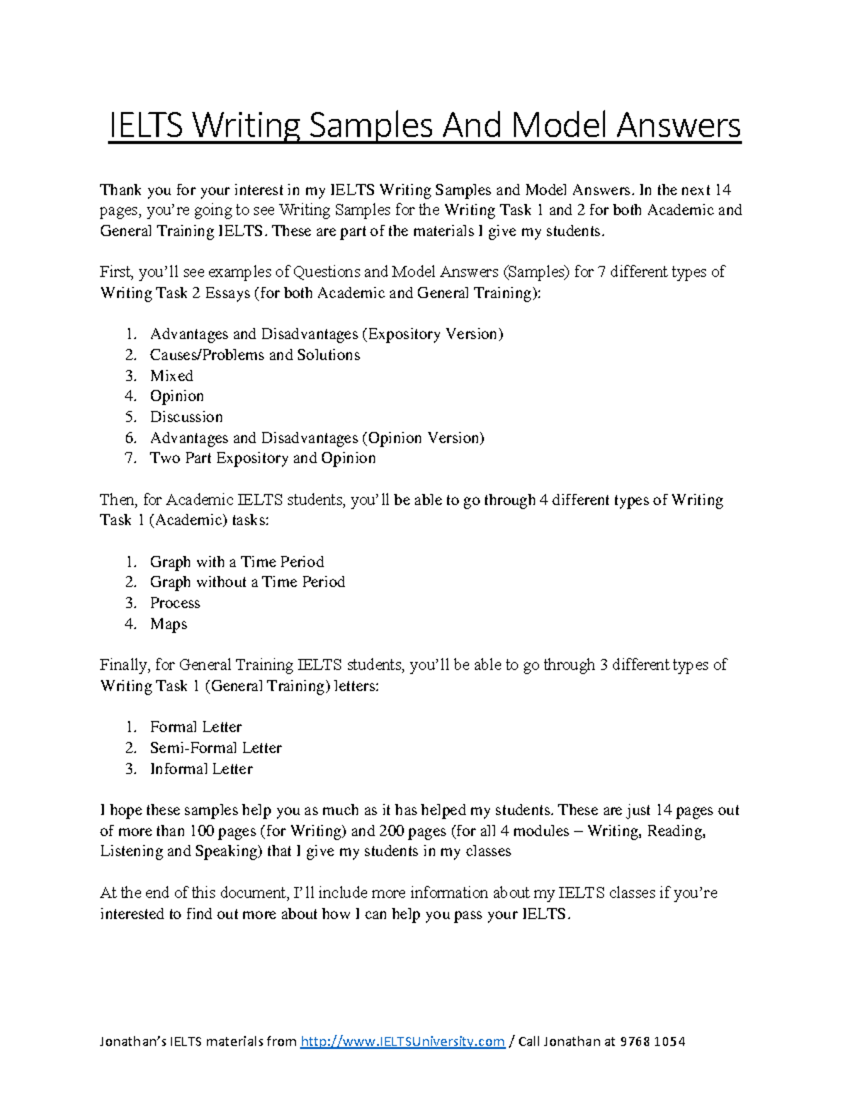 Ielts writing samples and model answers - IELTS Writing Samples And ...
