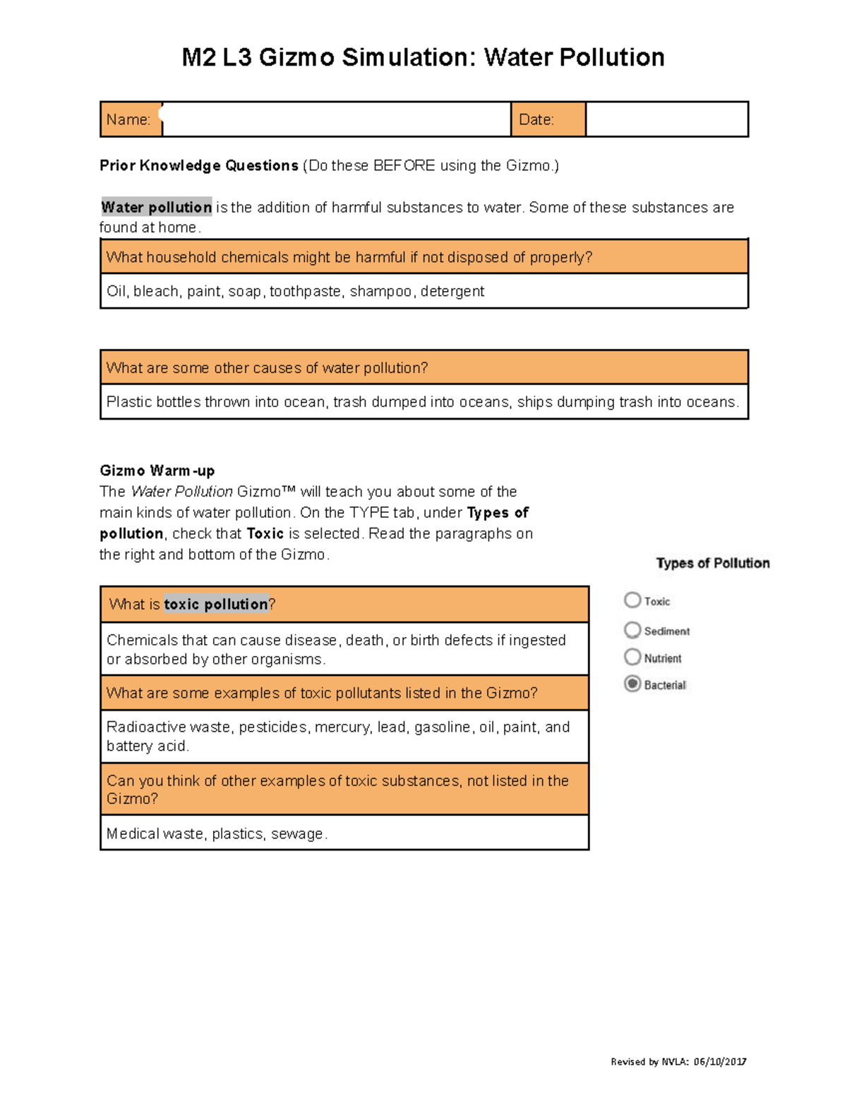 M2 L3 Water Pollution Gizmo Simulation Guide and Reflection - Studocu