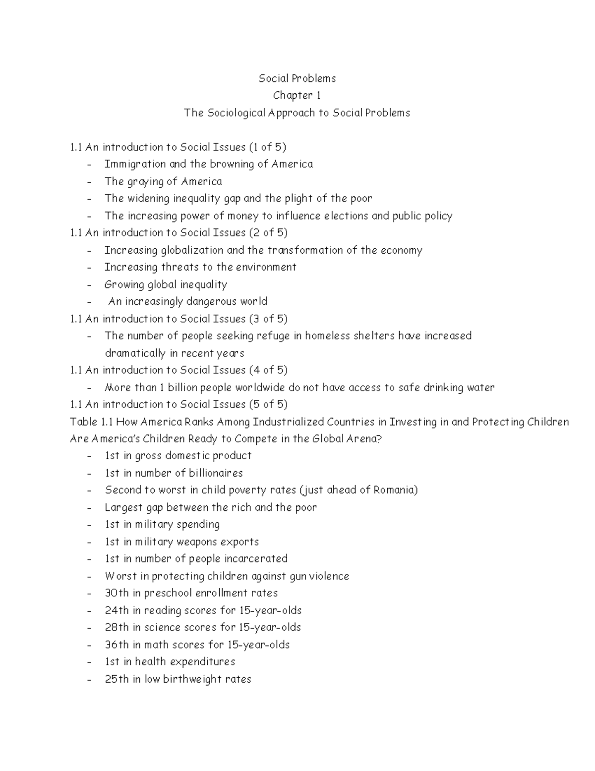 Chapter 1 Social Problem - Social Problems Chapter 1 The Sociological ...