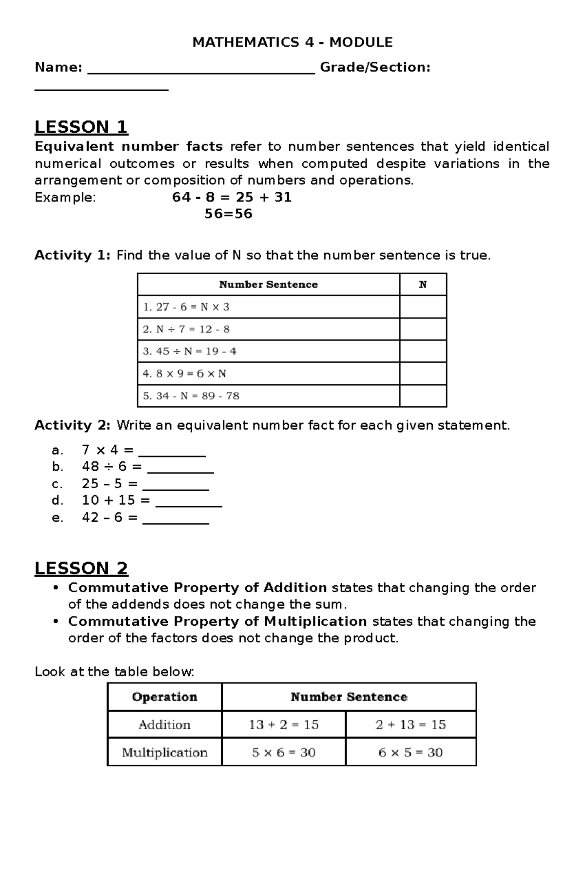 Mathematics 4-module - MATHEMATICS 4 - MODULE Name ...