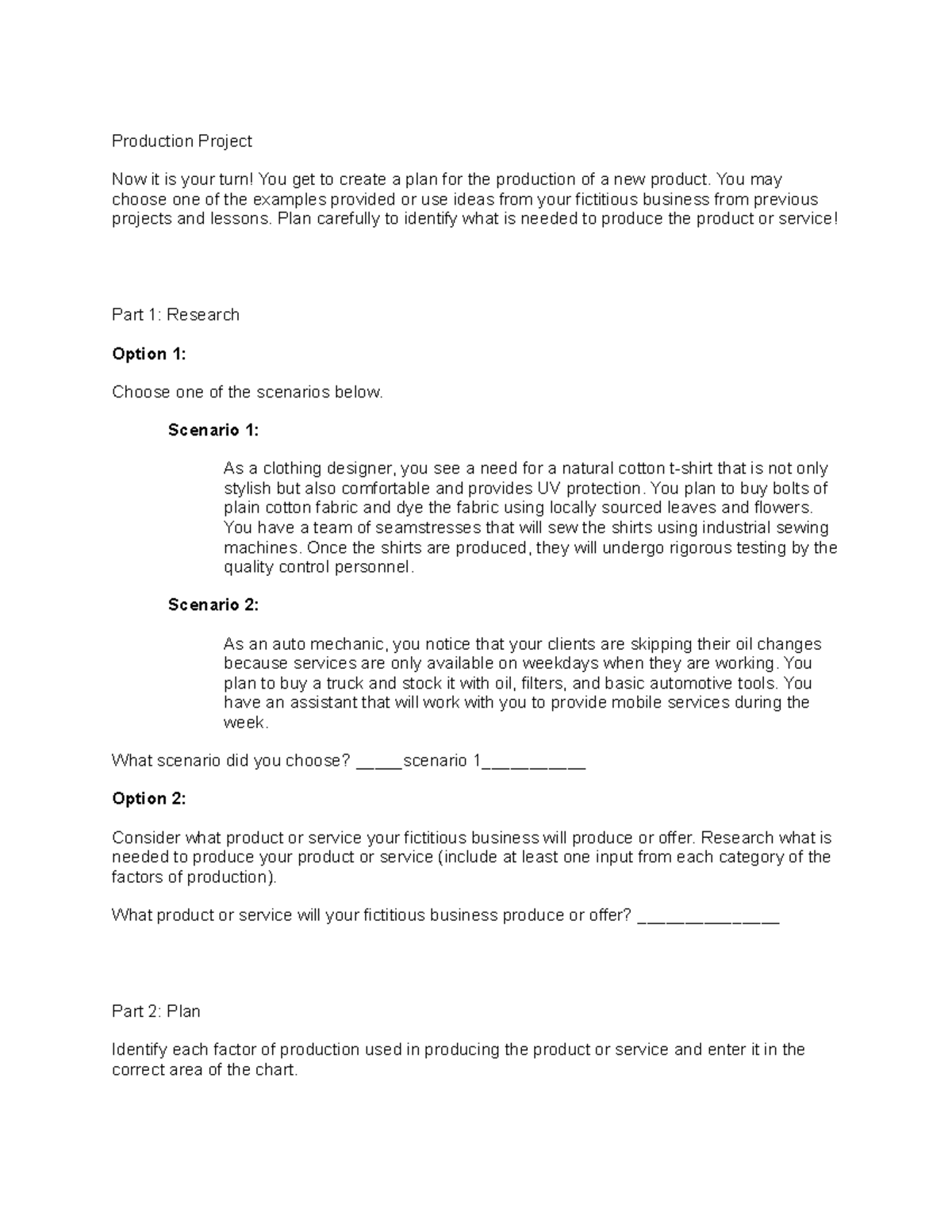 04.04 Production Project Plan: Creating a Sustainable Product - Studocu