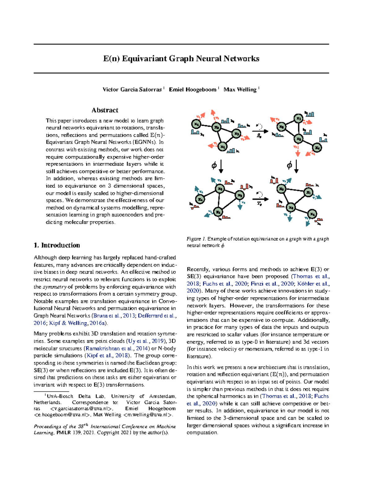 E(n) Equivariant Graph Neural Networks - Satorras et al. (2021) - Studocu