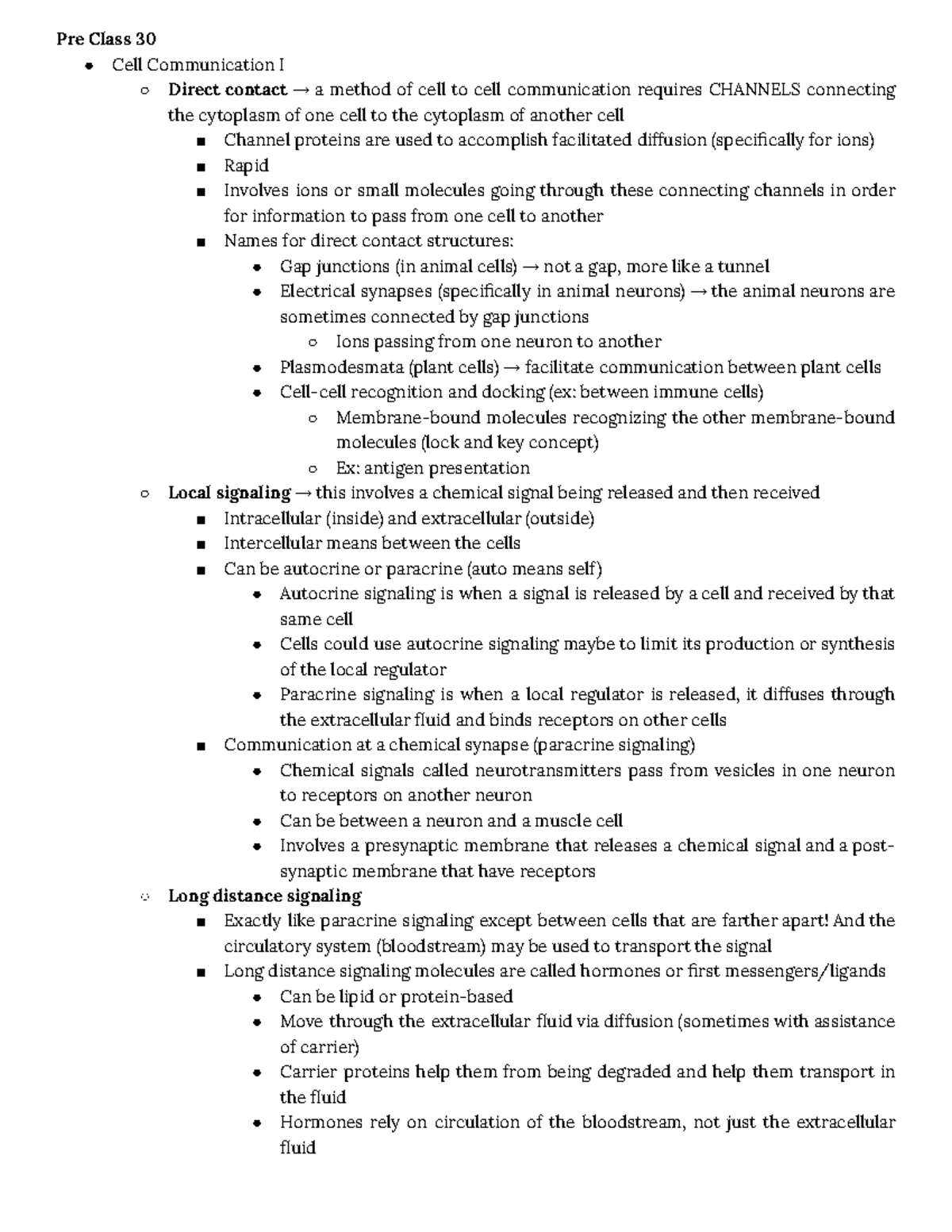 BIOL 1107 Exam 4 Study Guide: Cell Communication & Signaling - Studocu