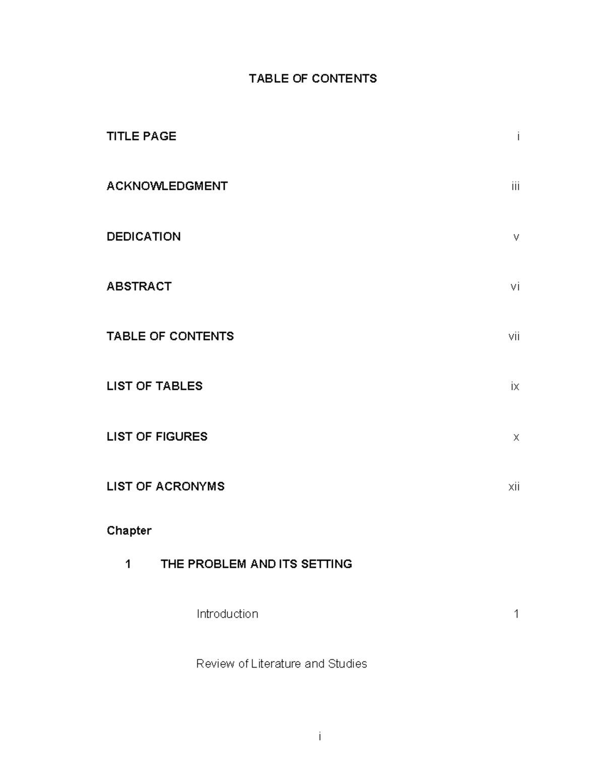Final Research Table of Contents for CEA - Studocu