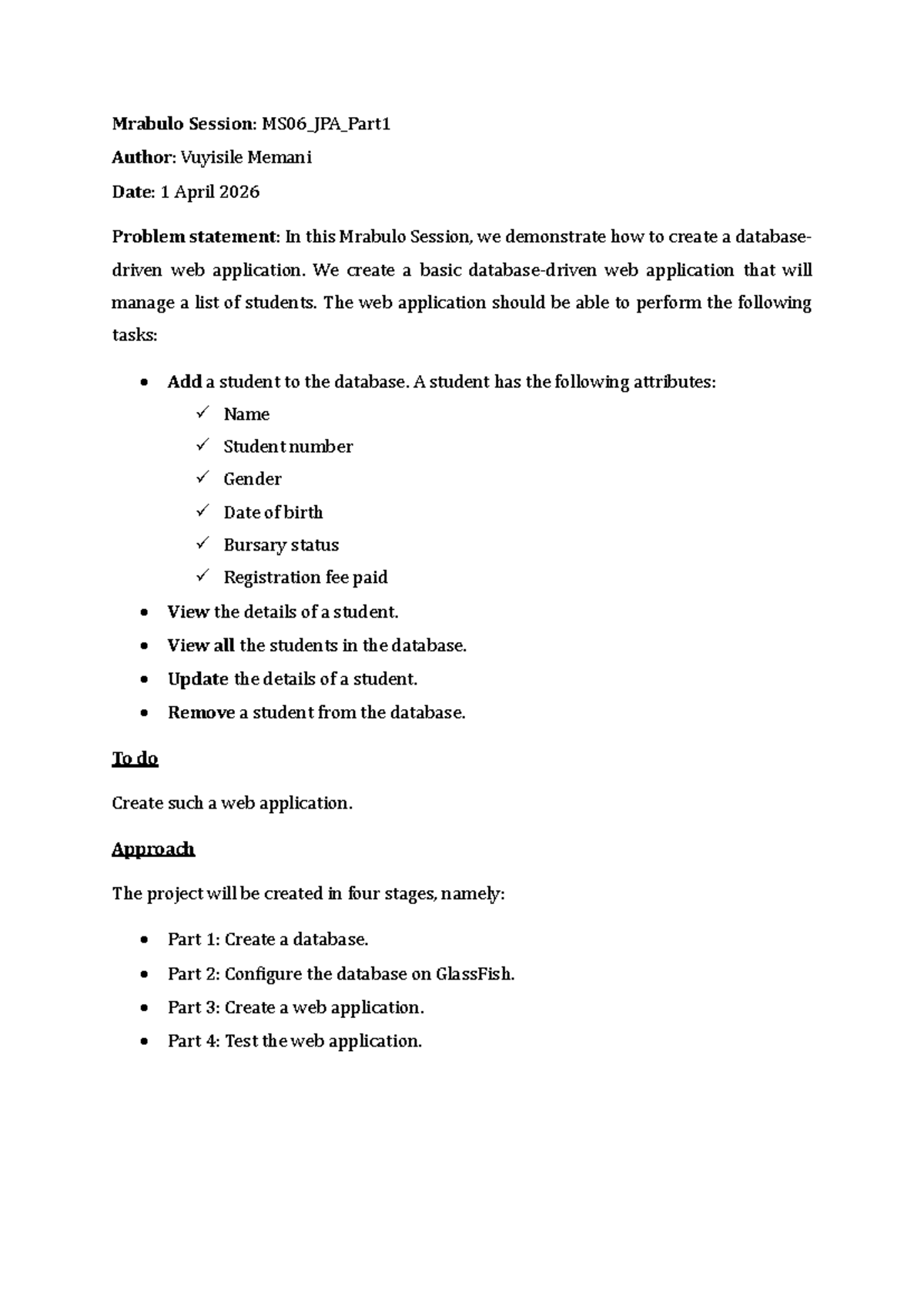 MS06 JPA Part 1: Basic Web App Development Tutorial - Studocu