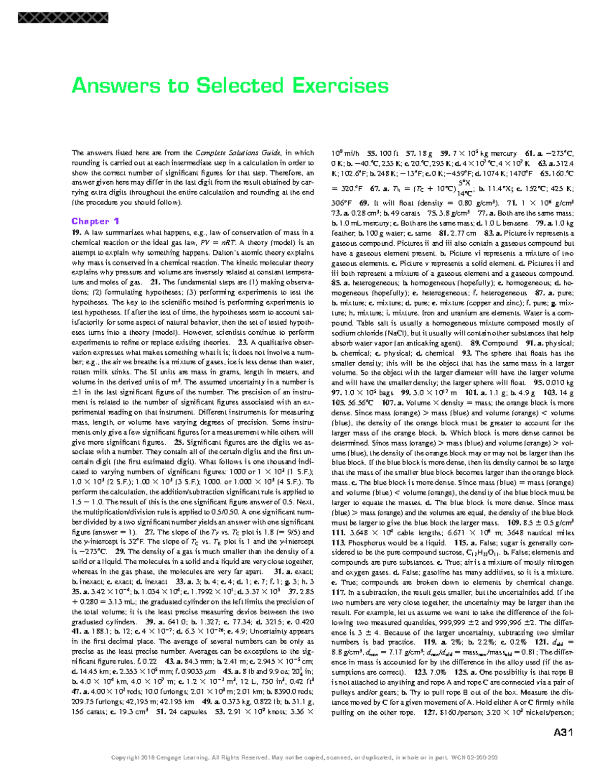 Zumdahl - Selected Exercises Solution Guide for Chemistry Course - Studocu