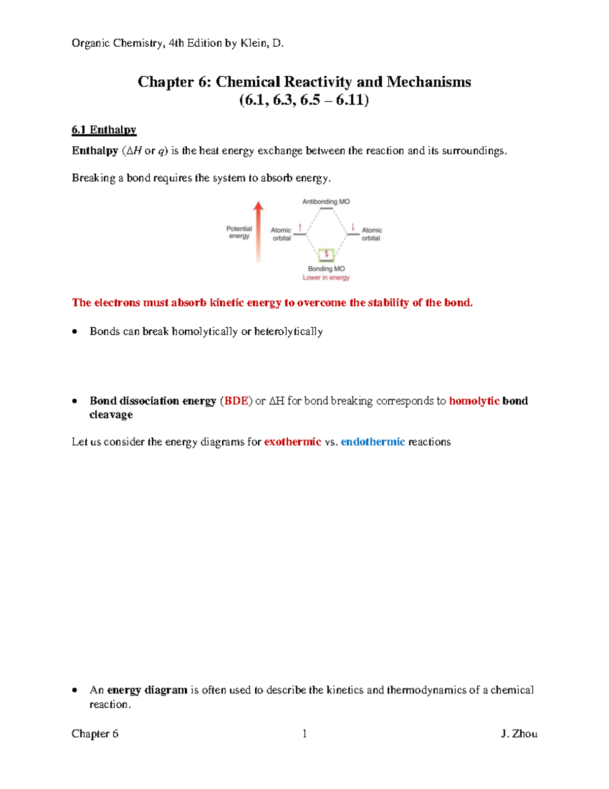 Chapter 6 Blank - Fill-In Course Notes - Chapter 6: Chemical Reactivity ...