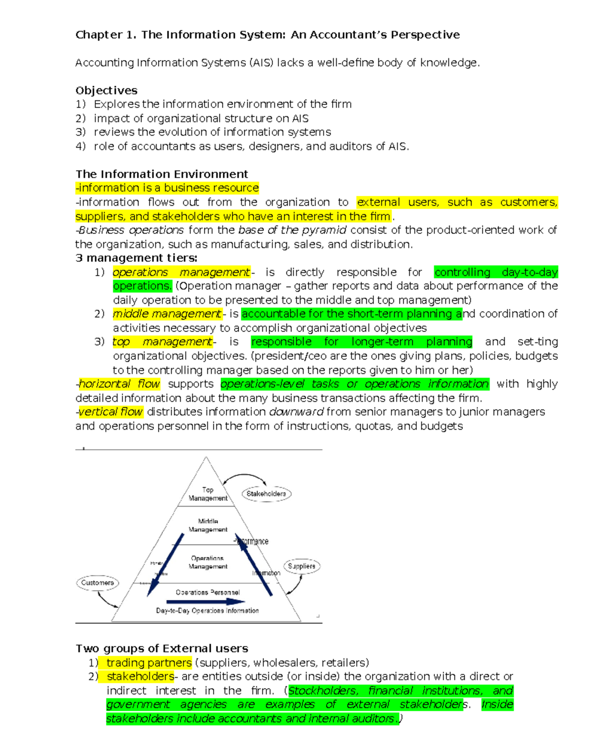 Chapter 1 - Accounting Information System (AIS) Overview - Studocu