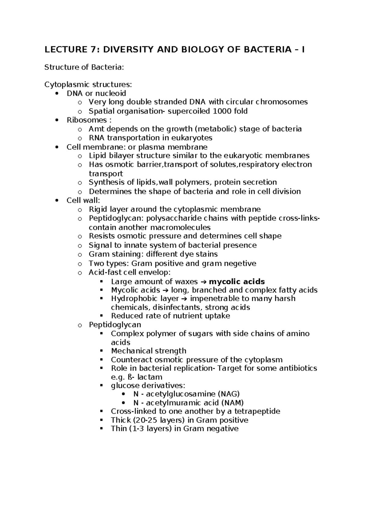 LECTURE NOTES: DIVERSITY AND BIOLOGY OF BACTERIA (BIO 101) - Studocu