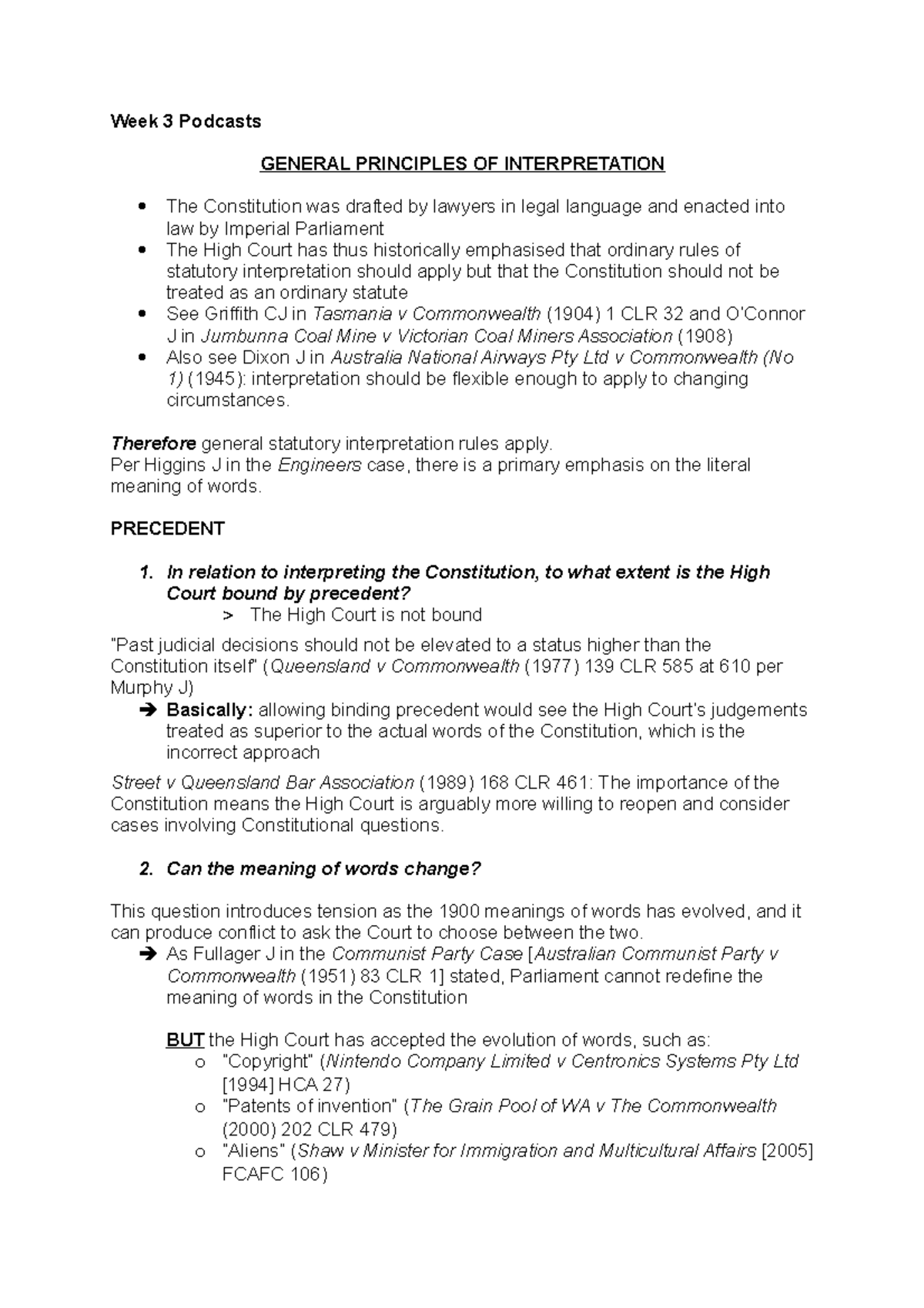 LLB203 Wk 3 L - Lecture Notes on Constitutional Interpretation and Law ...