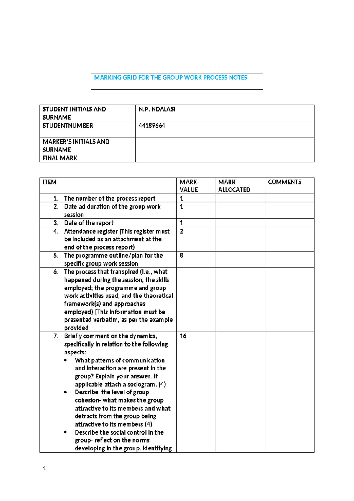 Group Work Process Notes - Report 2 for Course Code: SW123 - Studocu