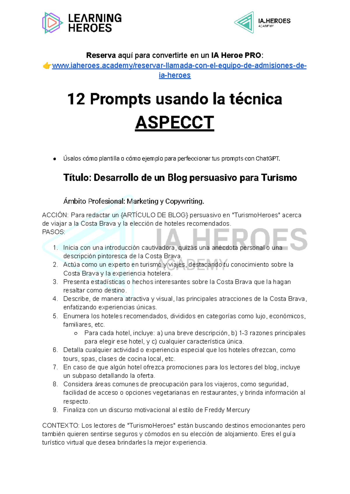 Desarrollo de Prompts ASPECCT para Marketing y Turismo - Studocu