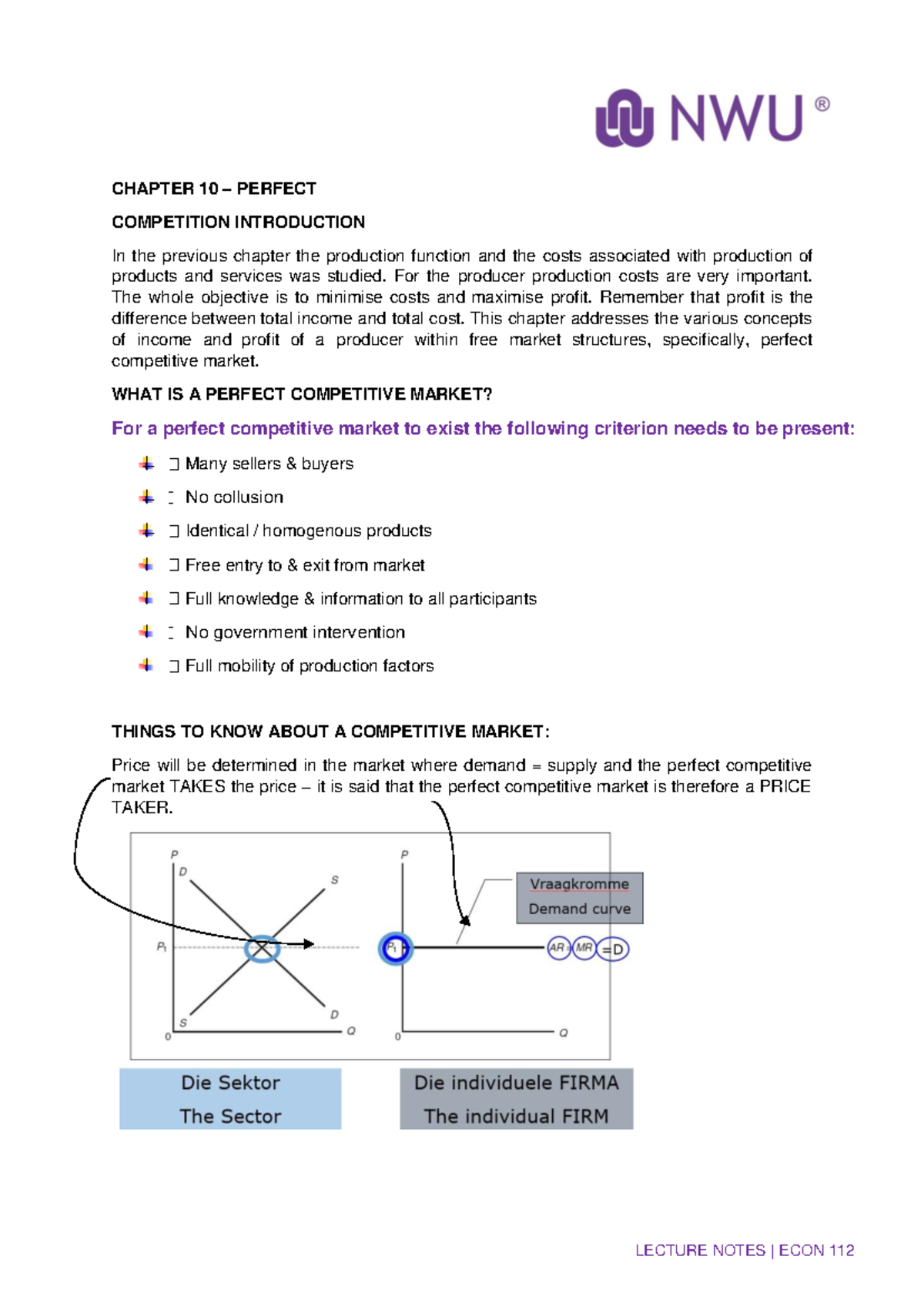 ECON 112 Chapter 10 Lecture Notes: Perfect Competition Explained - Studocu