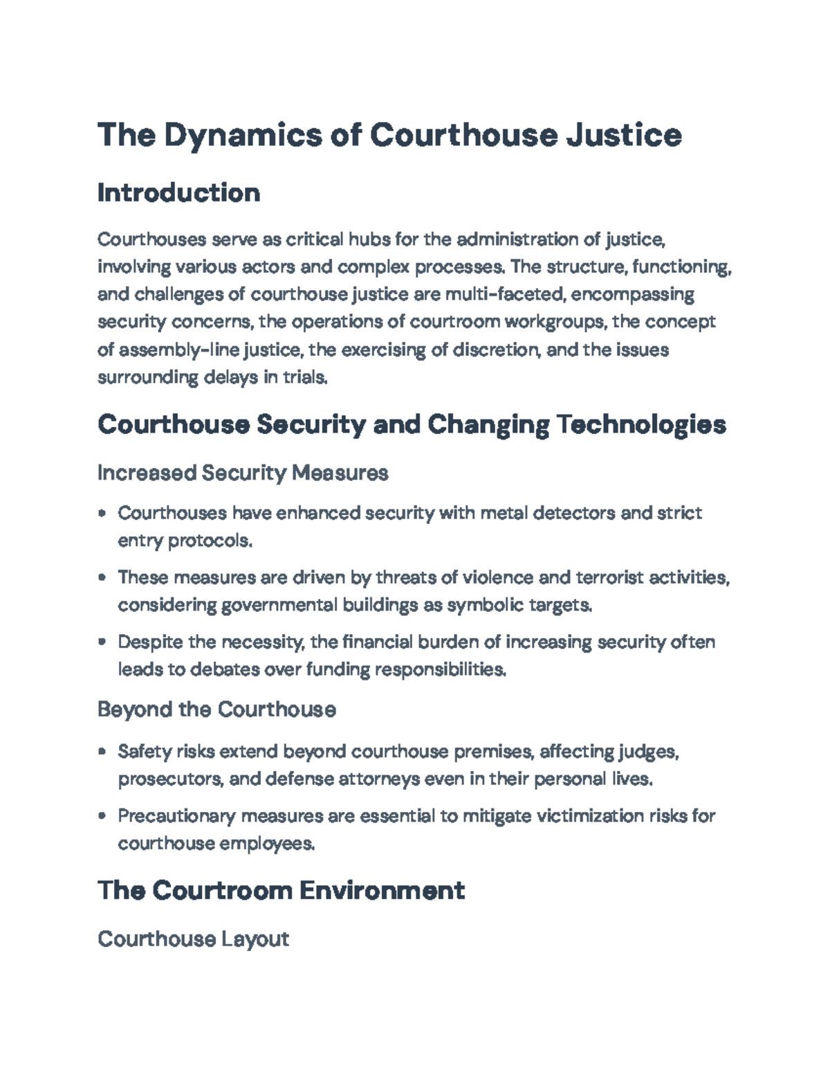Dynamics of Courthouse Justice: Security, Discretion, and Delays - The ...