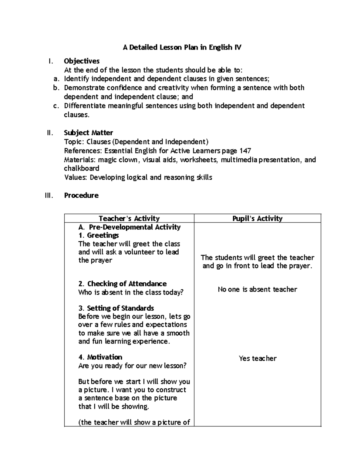 A Detailed Lesson Plan in English IV monica - A Detailed Lesson Plan in ...
