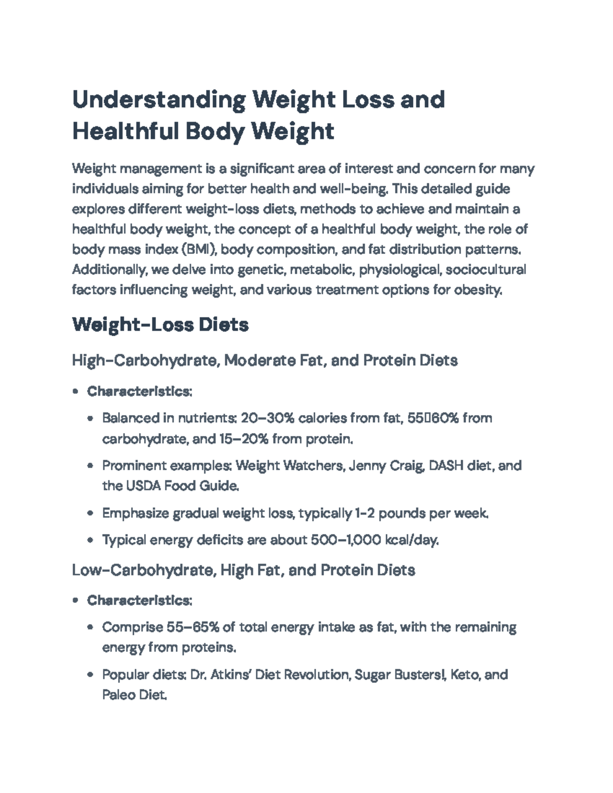 Understanding Weight Loss & Healthful Body Weight: A Comprehensive ...