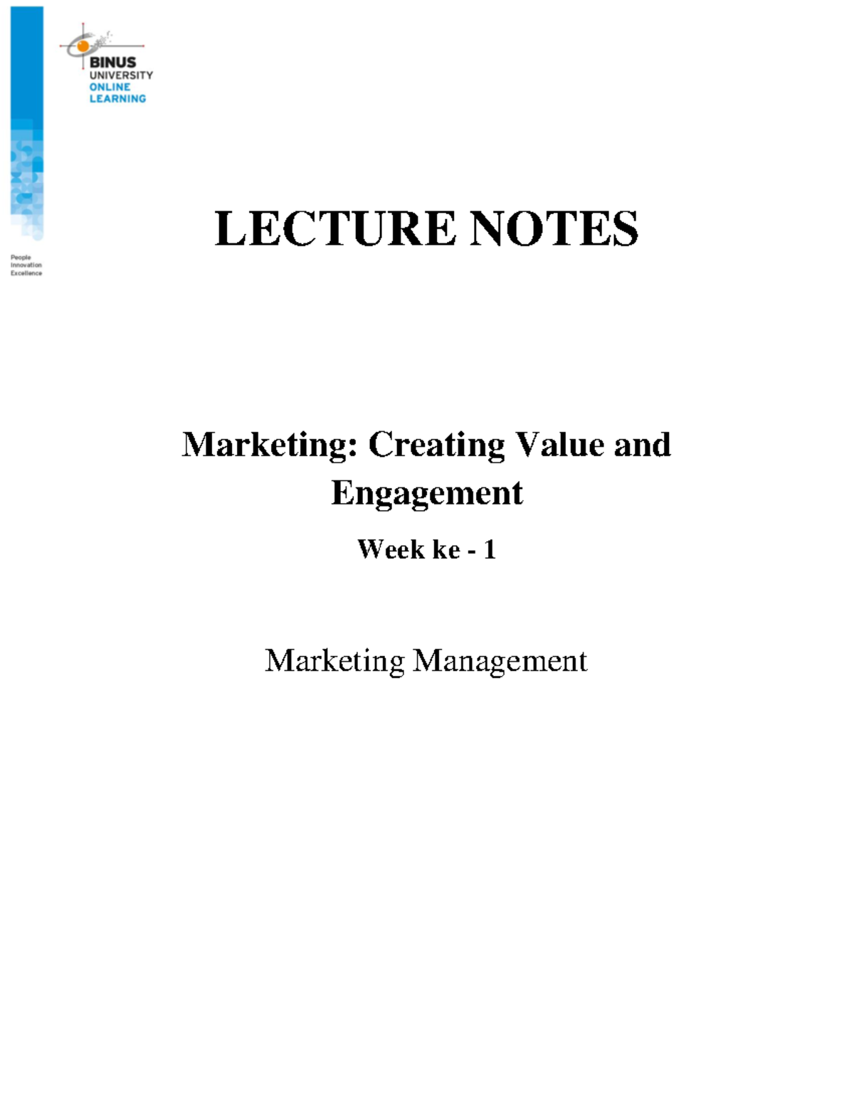 LN 1-3 Lecture Notes: Marketing Management Concepts and Strategies ...