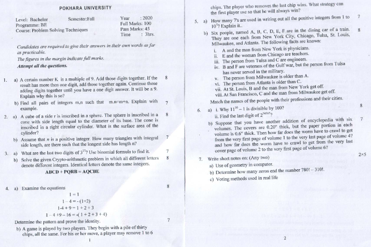 PST-20 Final Exam Strategy & Problem Solving Techniques - Studeersnel