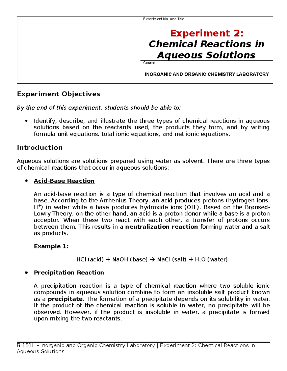 Laboratory+Experiment+2+-+Chemical+Reactions+in+Aqueous+Solutions ...