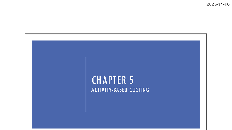 CHAPTER 5 COSTING: Understanding Cost Concepts and Overhead Allocations ...
