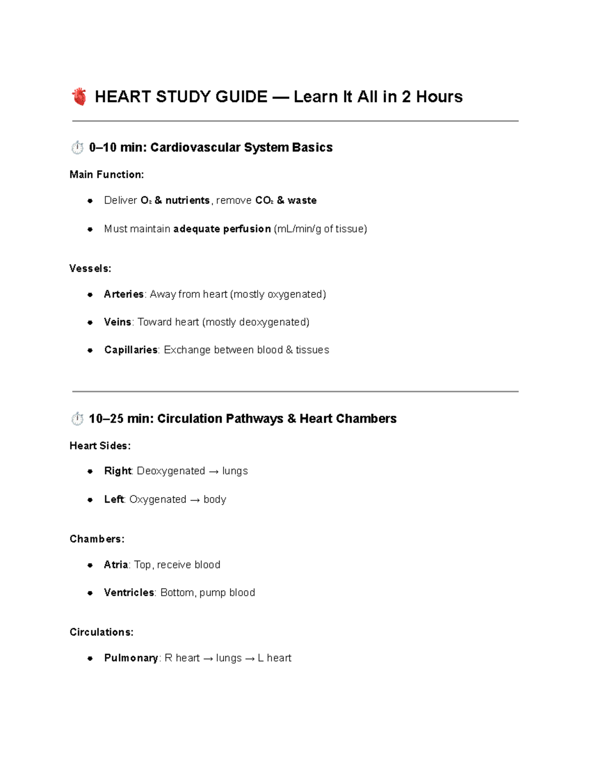 HEART 101: Cardiovascular System Basics Study Guide - Studocu