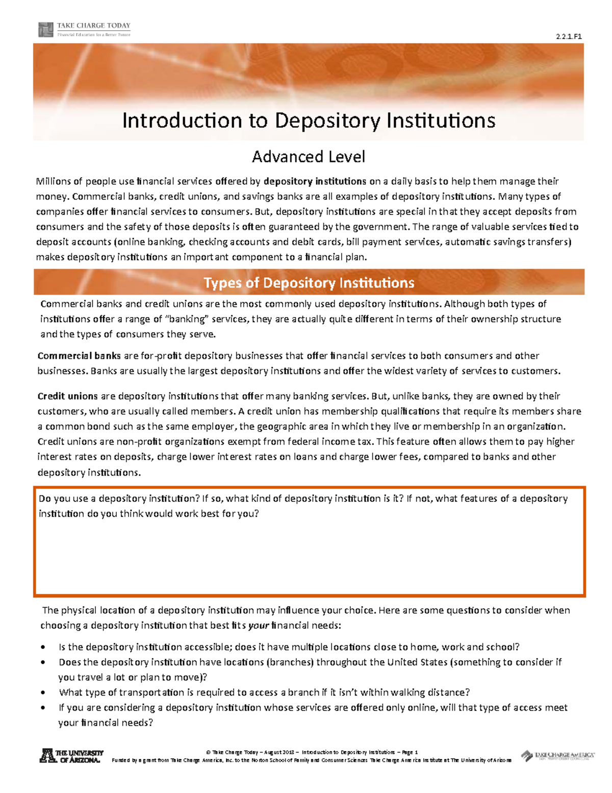 2.2.1.F1 Introduction to Depository Institutions: Key Features ...