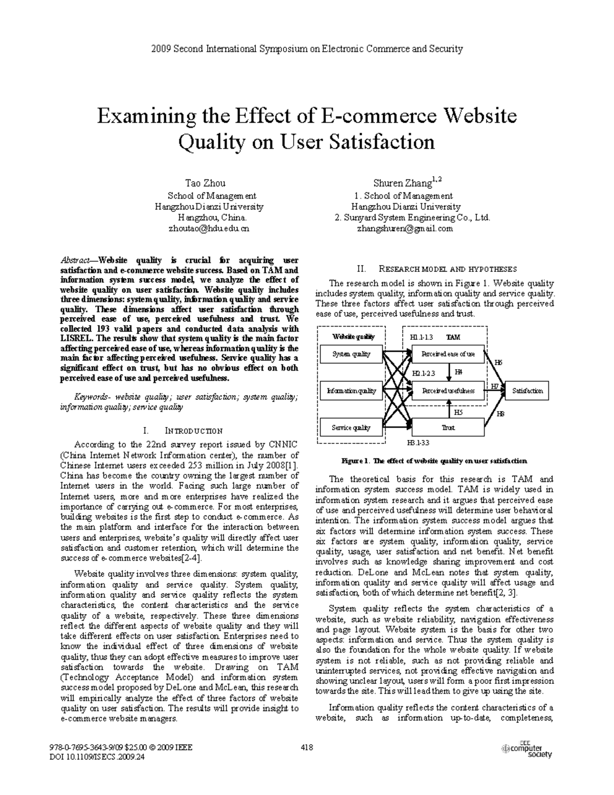 (in)zhou2009 - Examining the Effect of E-commerce Website Quality on ...