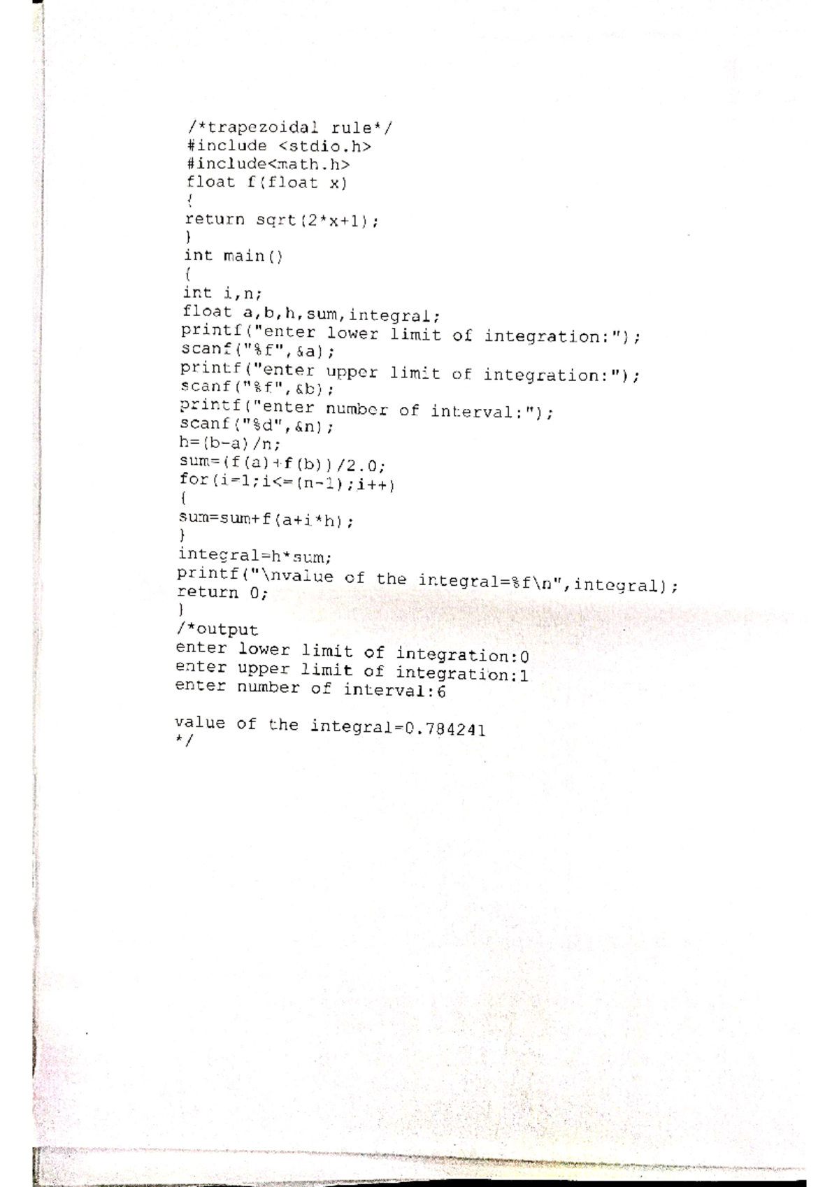 Integration method - Thank You - . float f (float x) return sqrt int ...