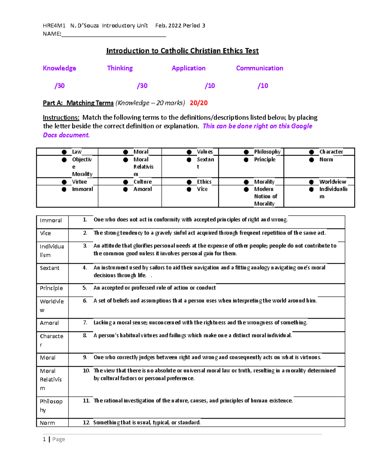Introduction to Catholic Christian Ethics Test (ETH-102) - Feb 2022 ...