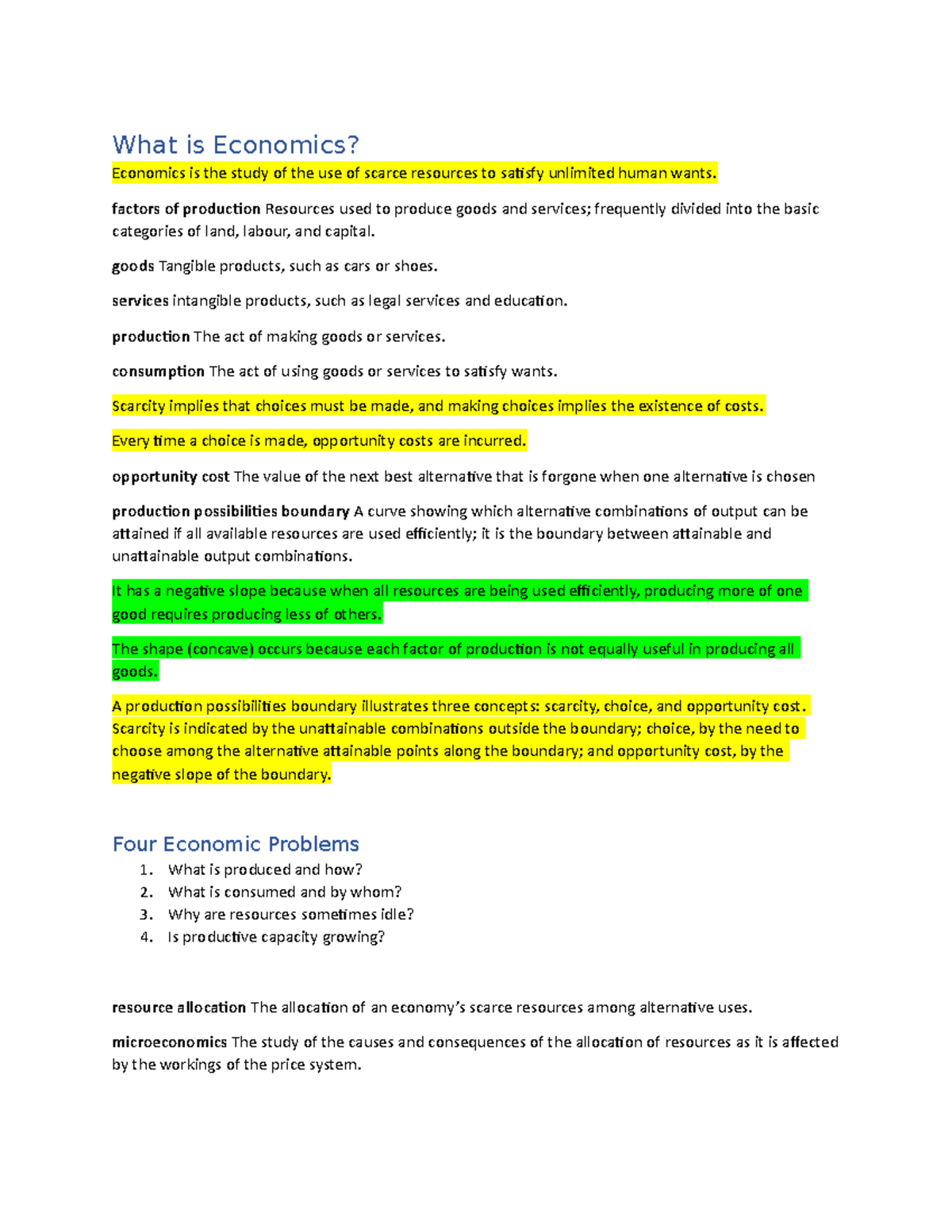 Chapter 1 - lecture notes ch 1 - What is Economics? Economics is the ...