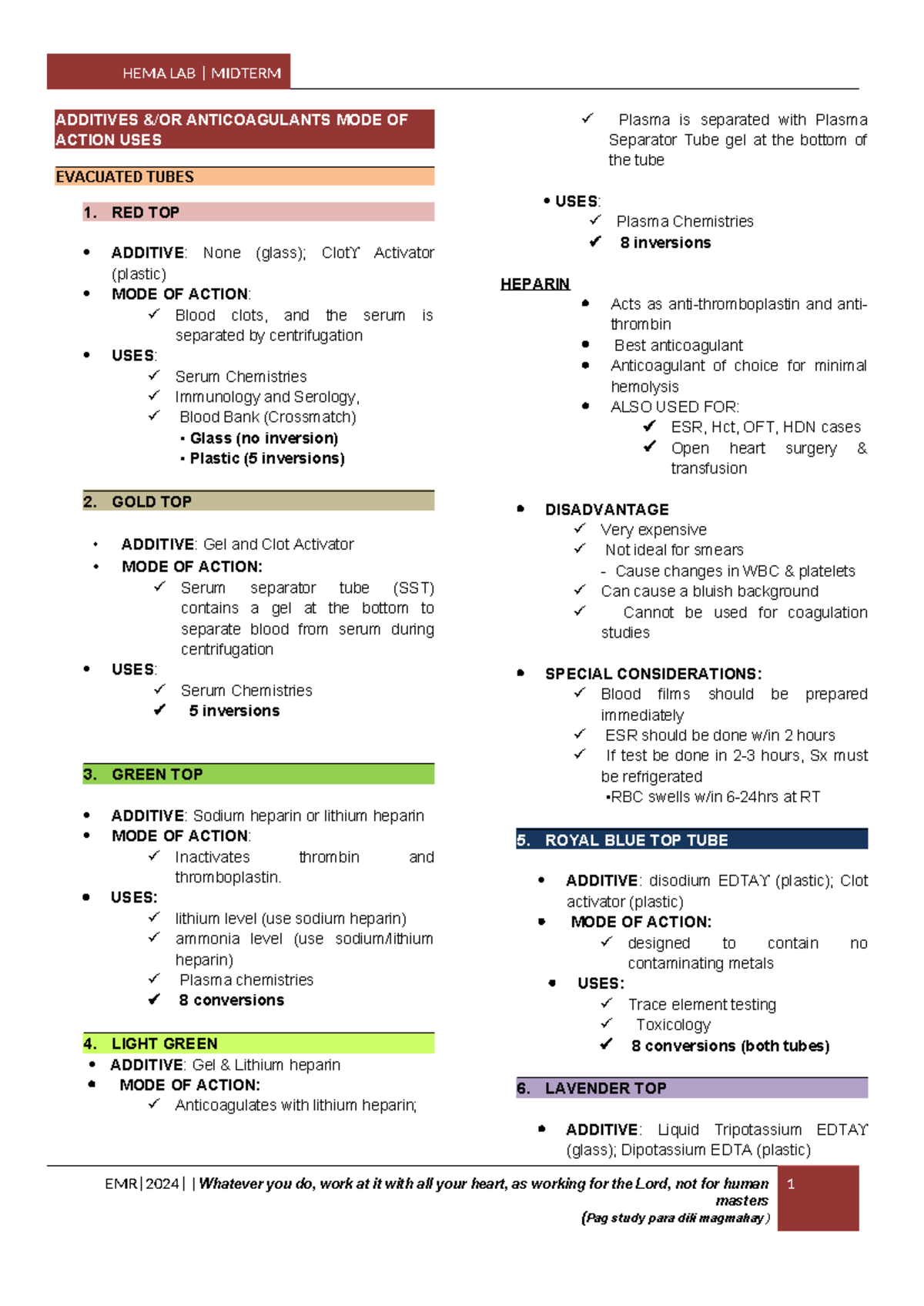 Additives - ... - ADDITIVES &/OR ANTICOAGULANTS MODE OF ACTION USES ...