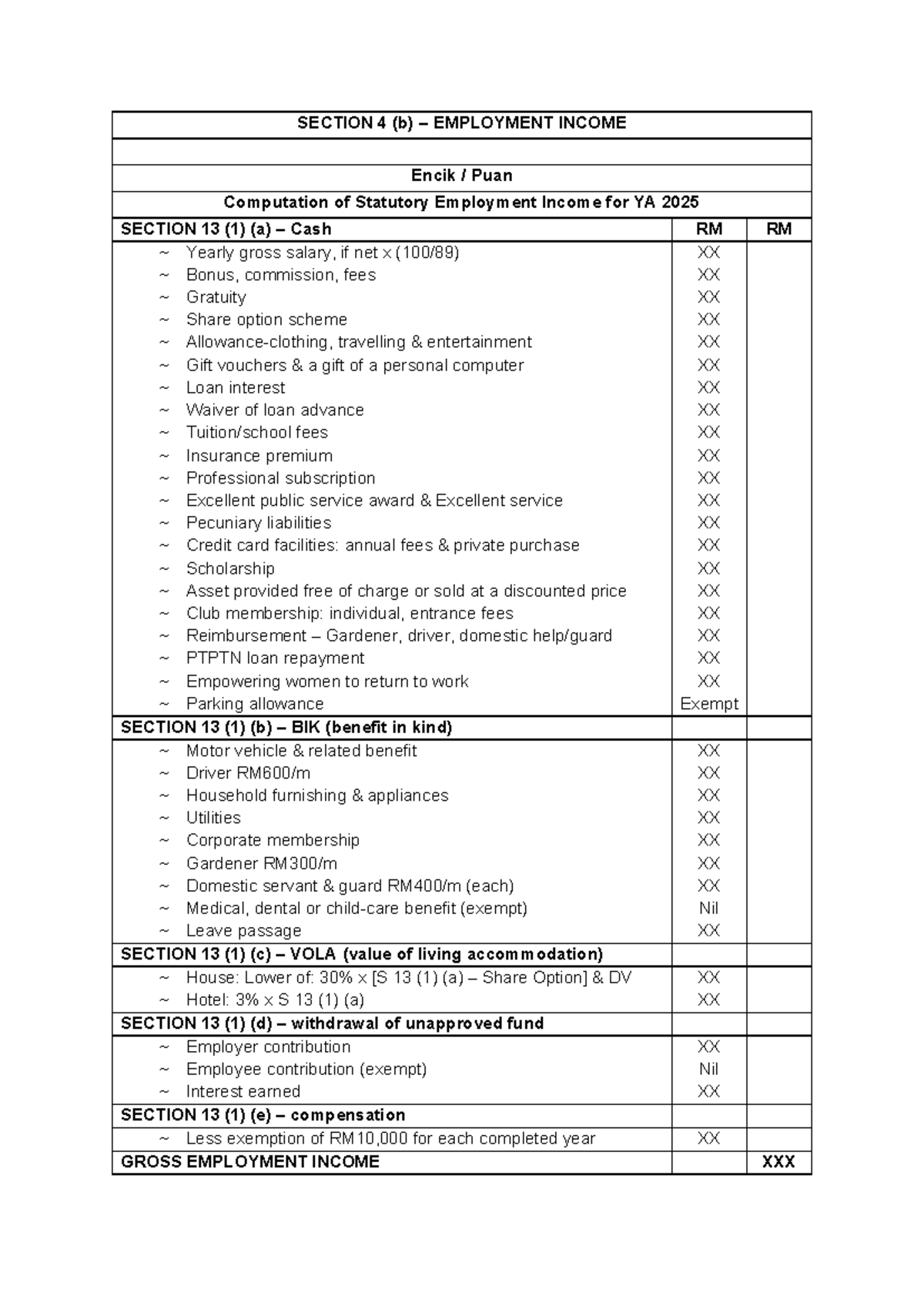 Tutorial on Statutory Employment Income Computation for YA 2025 - Studocu