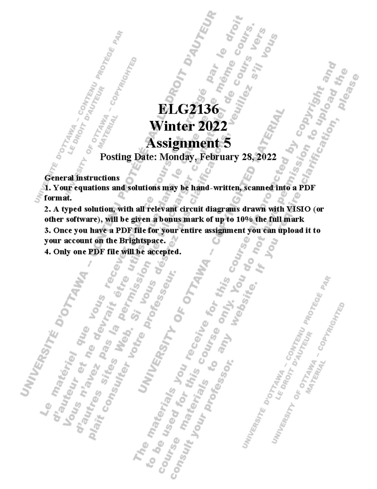 A5 - notes - ELG Winter 2022 Assignment 5 Posting Date: Monday ...