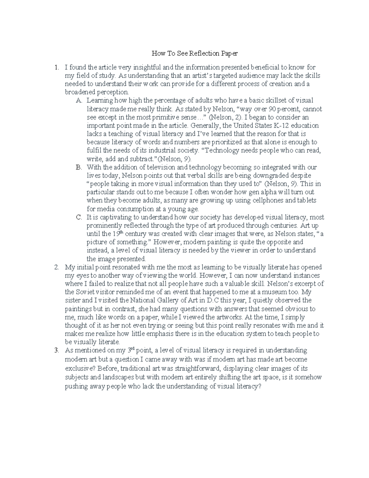 GRA111-Reflection Paper - How To See Reflection Paper I found the ...
