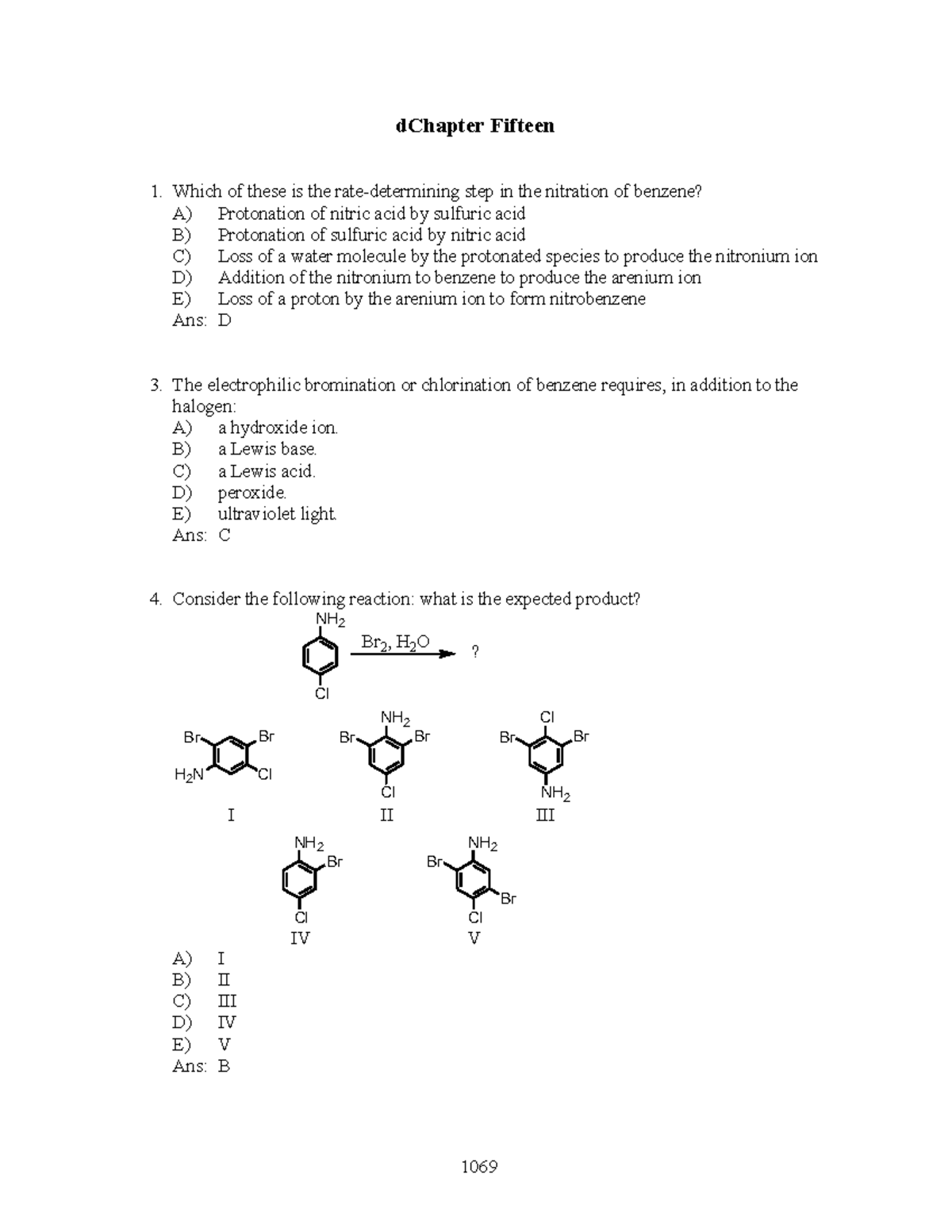Chapter 15 Practice Problems: Electrophilic Aromatic Substitution - Studocu
