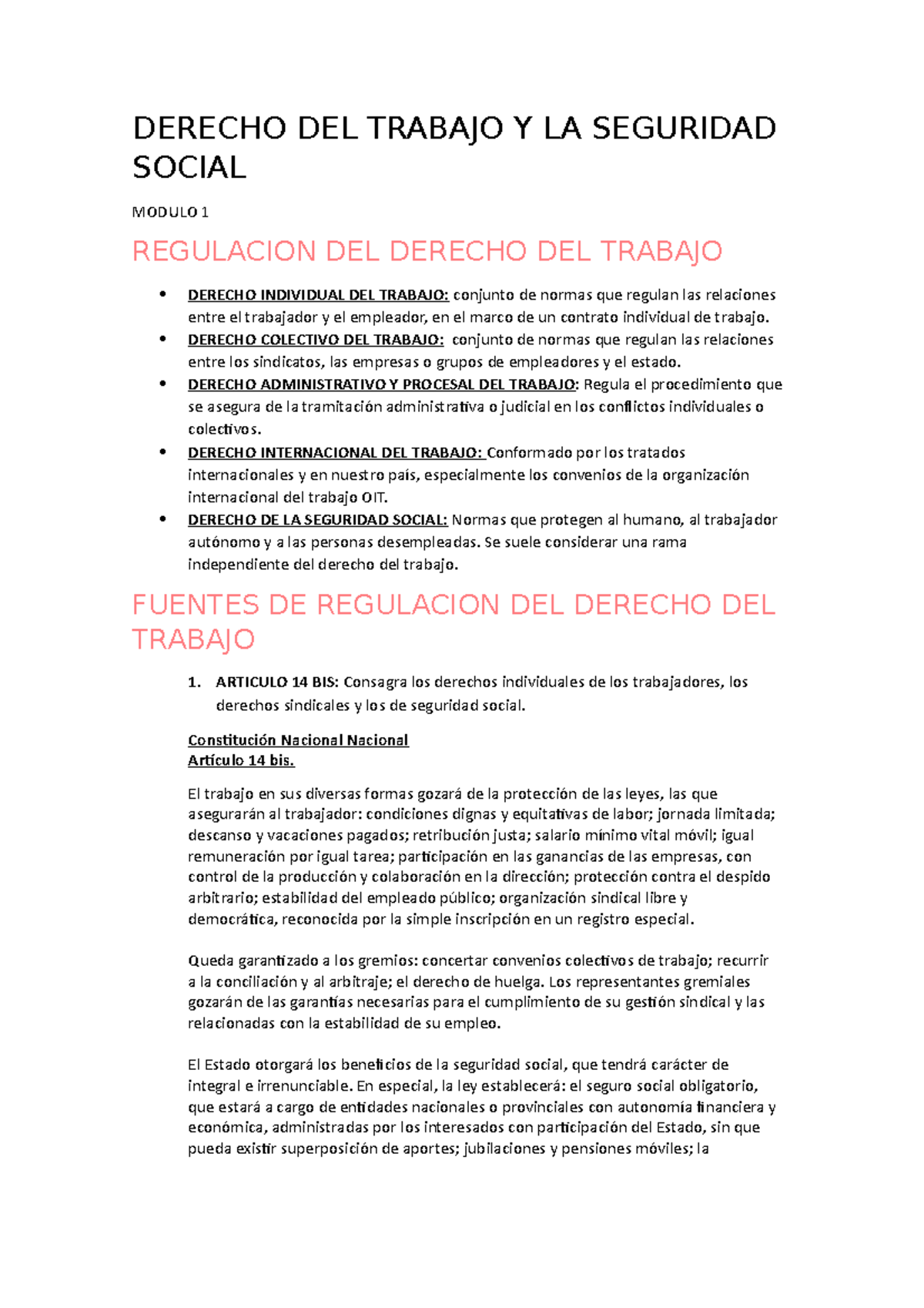 Derecho DEL Trabajo Y LA Seguridad Social Resumen - DERECHO DEL TRABAJO ...