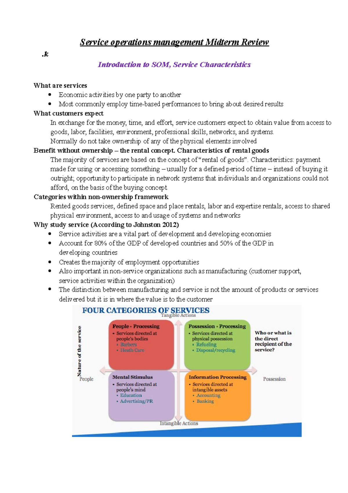 Service Operations Management Midterm Study Guide: Key Concepts and ...