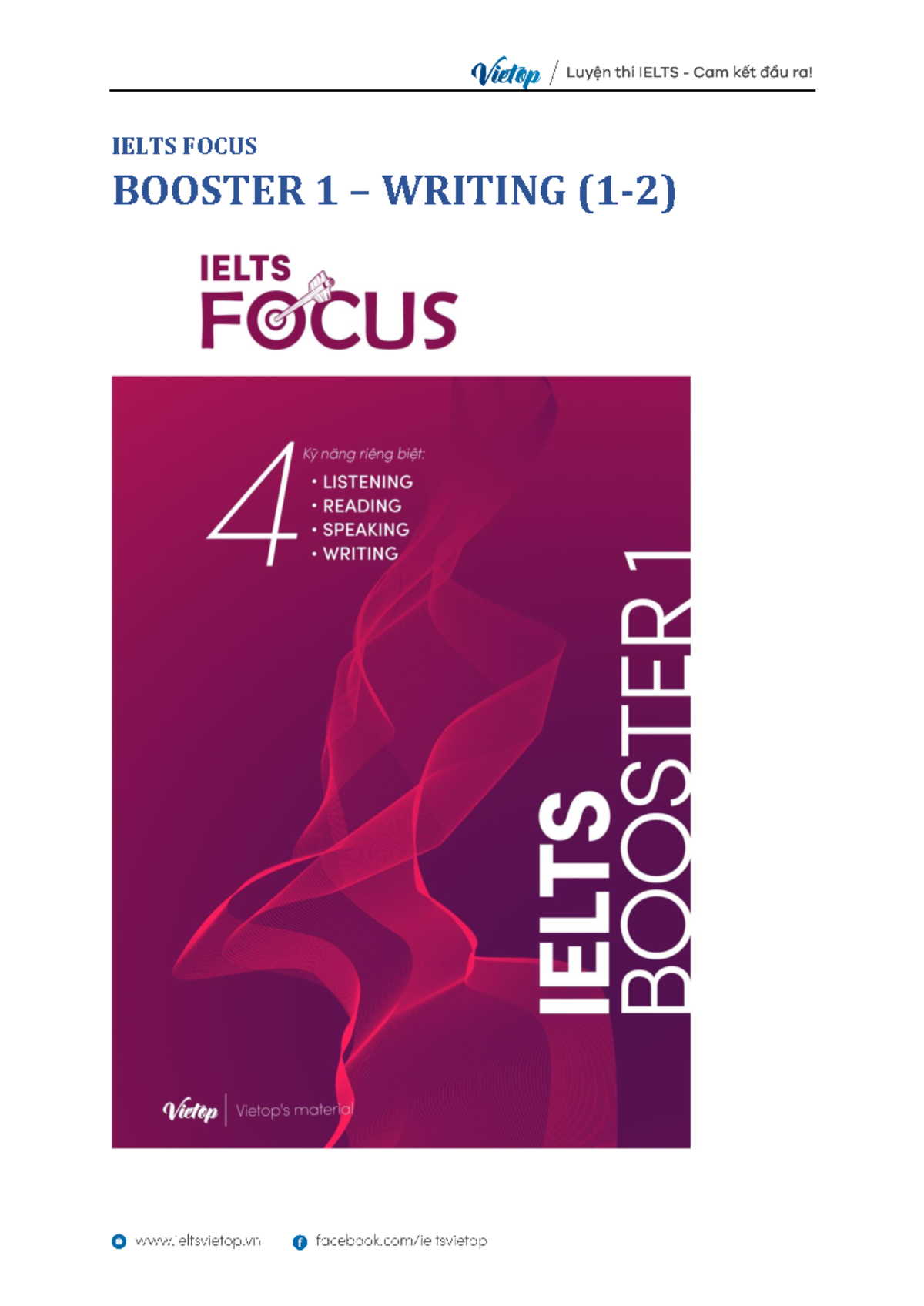 Booster 1 Writing coursebook 2 - IELTS FOCUS BOOSTER 1 – WRITING (1-2 ...