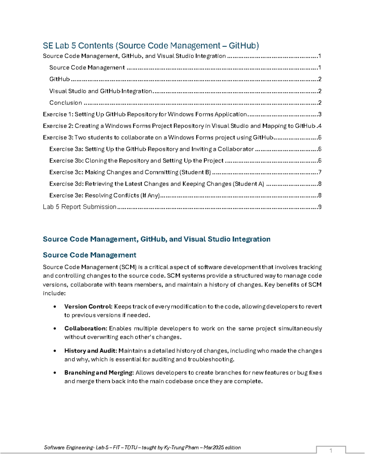 SE Lab 5: Source Code Management with GitHub & Visual Studio ...