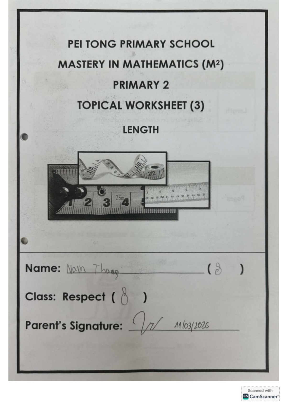 PEI TONG PRIMARY SCHOOL MATH M? PRIMARY 2 TOPICAL WORKSHEET 3 - Studocu