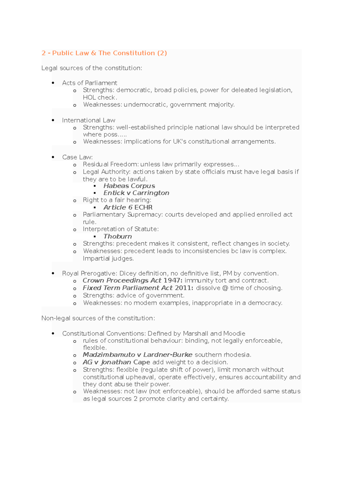 Public Law Lecture 2 - 2 - Public Law & The Constitution (2) Legal ...