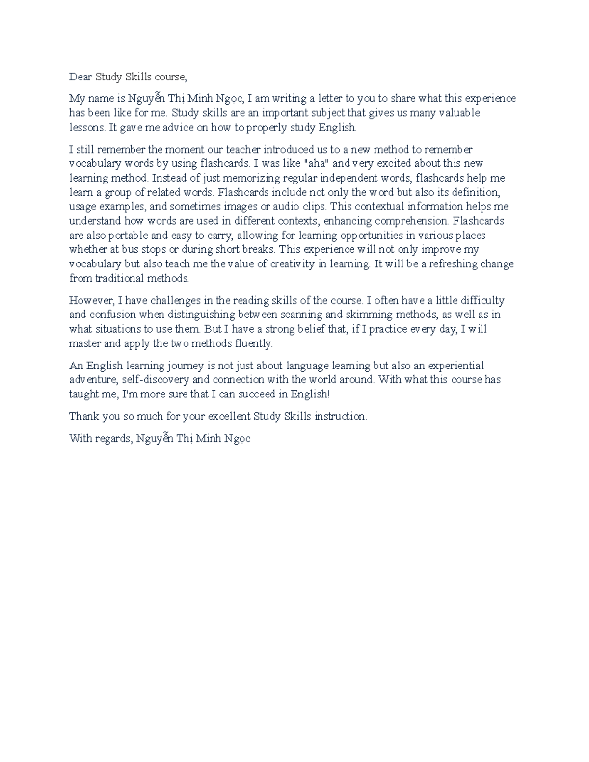 Study skills - writing a letter to you to share what this experience ...