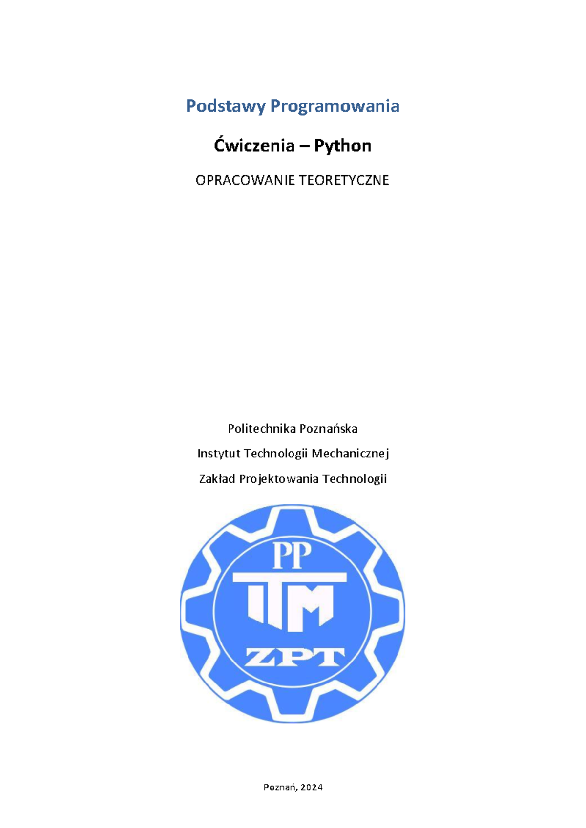 Podstawy Programowania w Pythonie - Ćwiczenia i Teoria (PP-2024) - Studocu