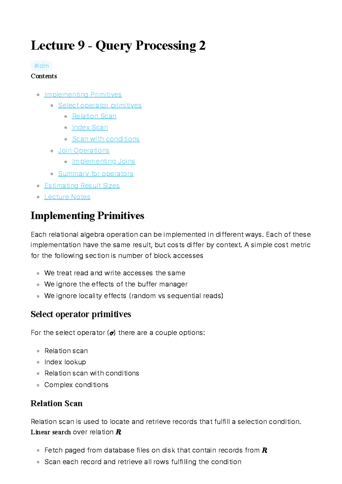 Lecture 9 - Advanced Query Processing Techniques and Primitives ...