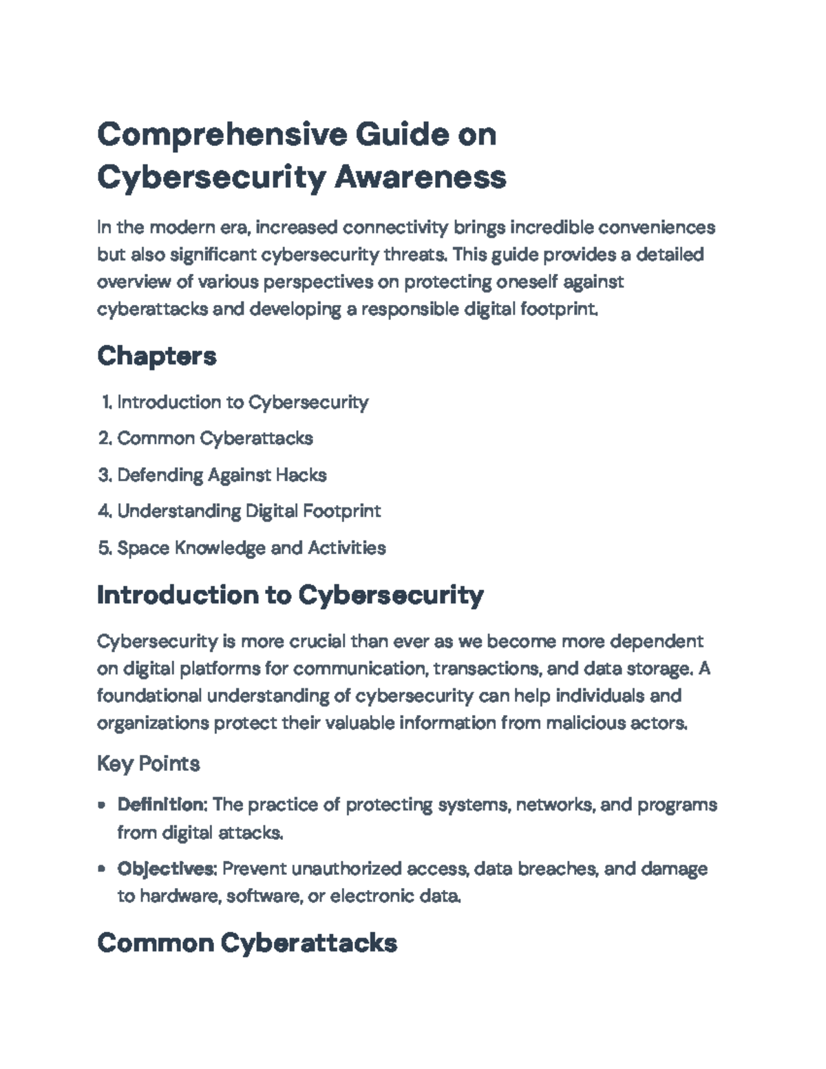 Comprehensive Guide to Cybersecurity Awareness and Digital Safety ...