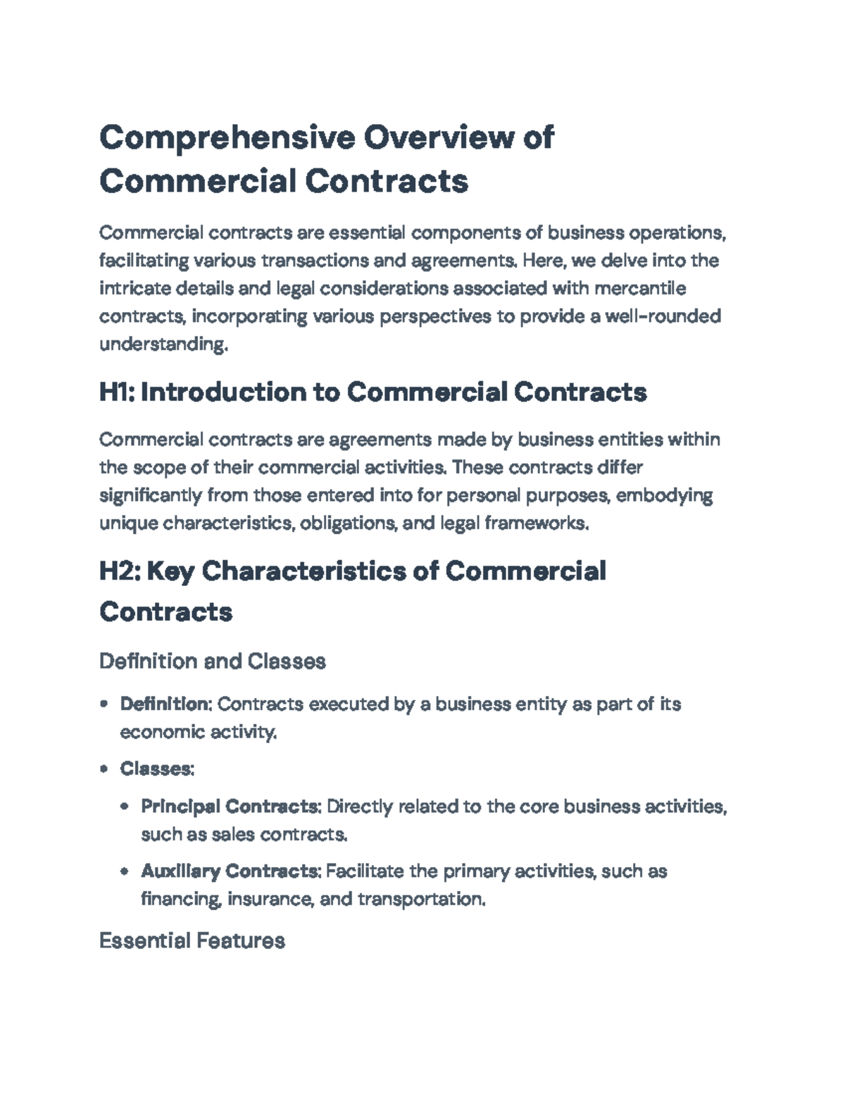 Comprehensive Guide to Commercial Contracts: Legal Frameworks and Types ...