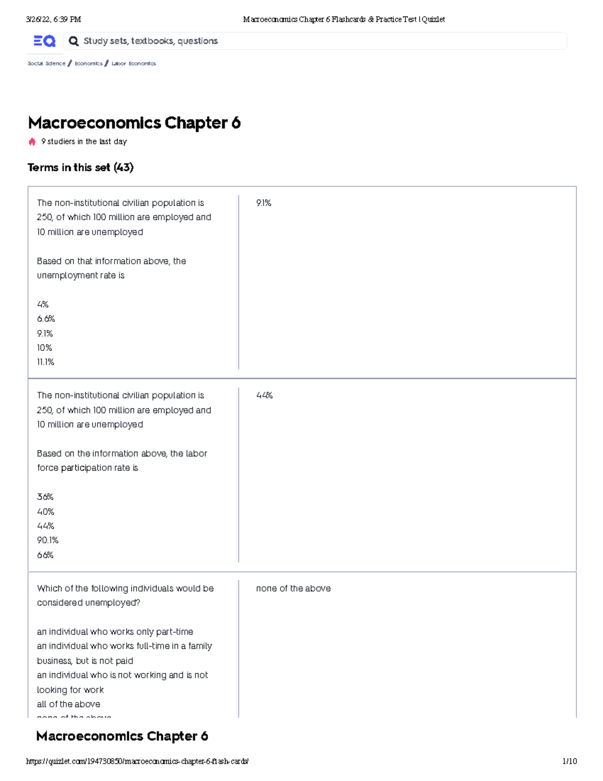 Macroeconomics CH6 Flashcards & Practice Quizlet Review - Studocu